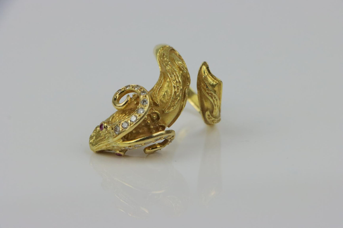 Vintage Greek 18K Gold Ram Ring Attrib. Zolotas