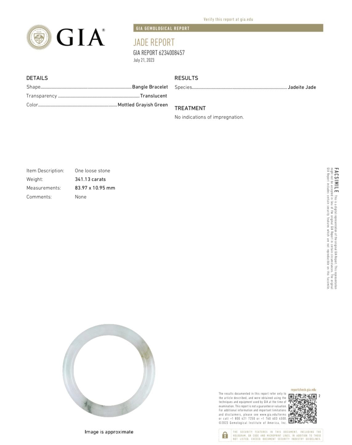 GIA Certified Jadeite Bangle