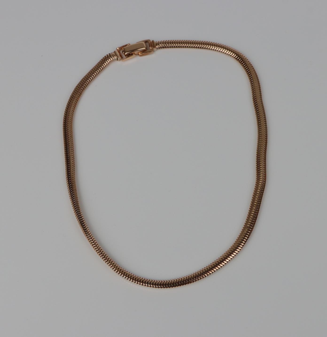 Retro 14K Rose Gold Snake Necklace