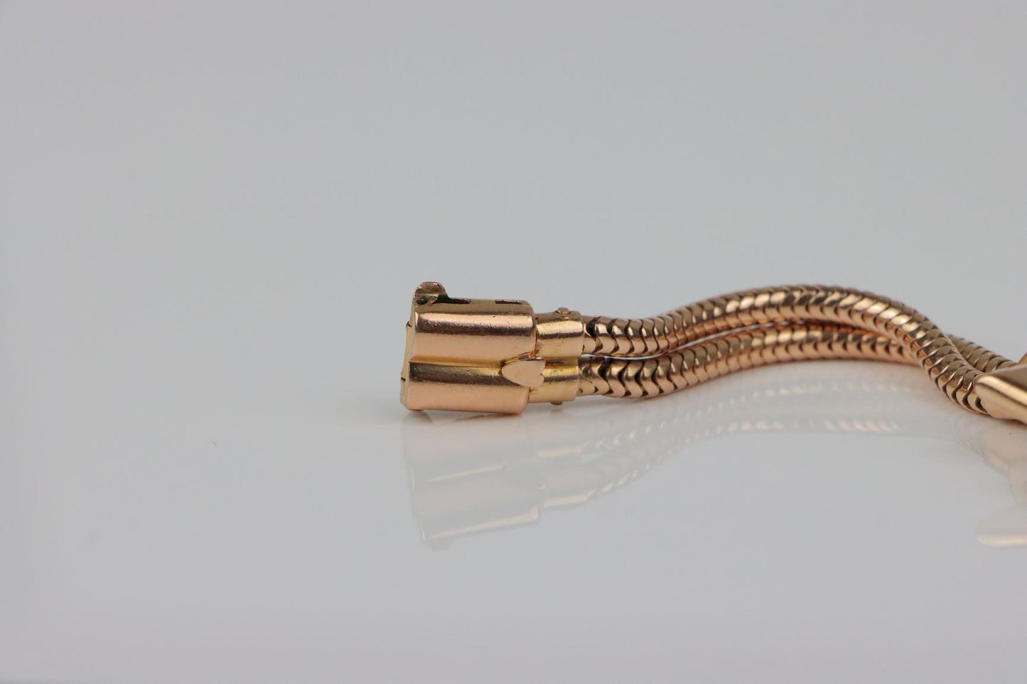 Retro 14K Rose Gold Ruby Diamond Watch Bracelet