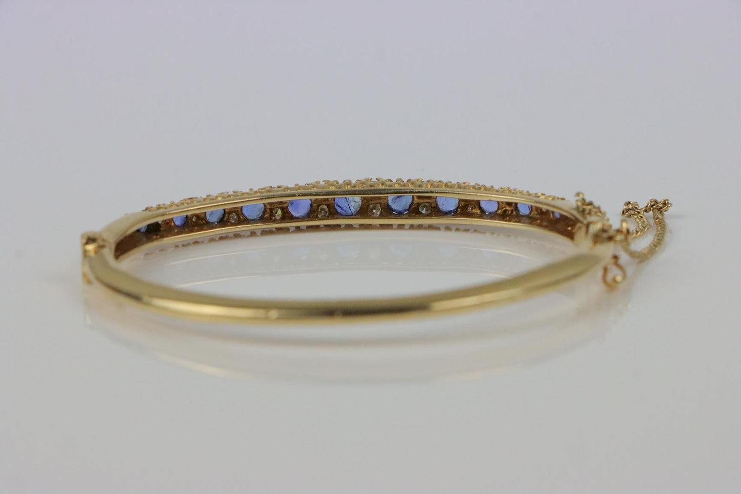 Vintage 14K Gold Diamond Sapphire Bangle