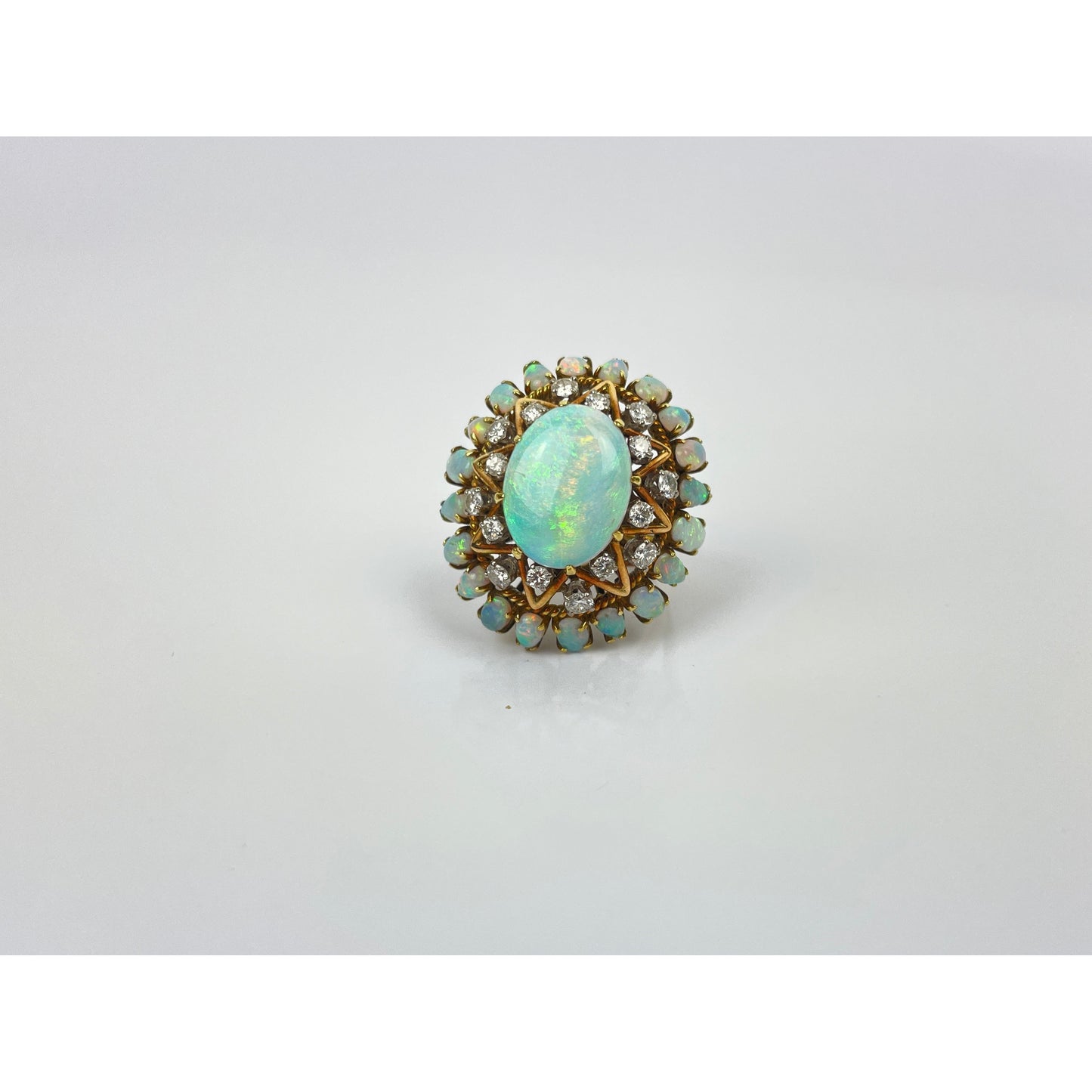 14k Gold Opal Diamond Ring