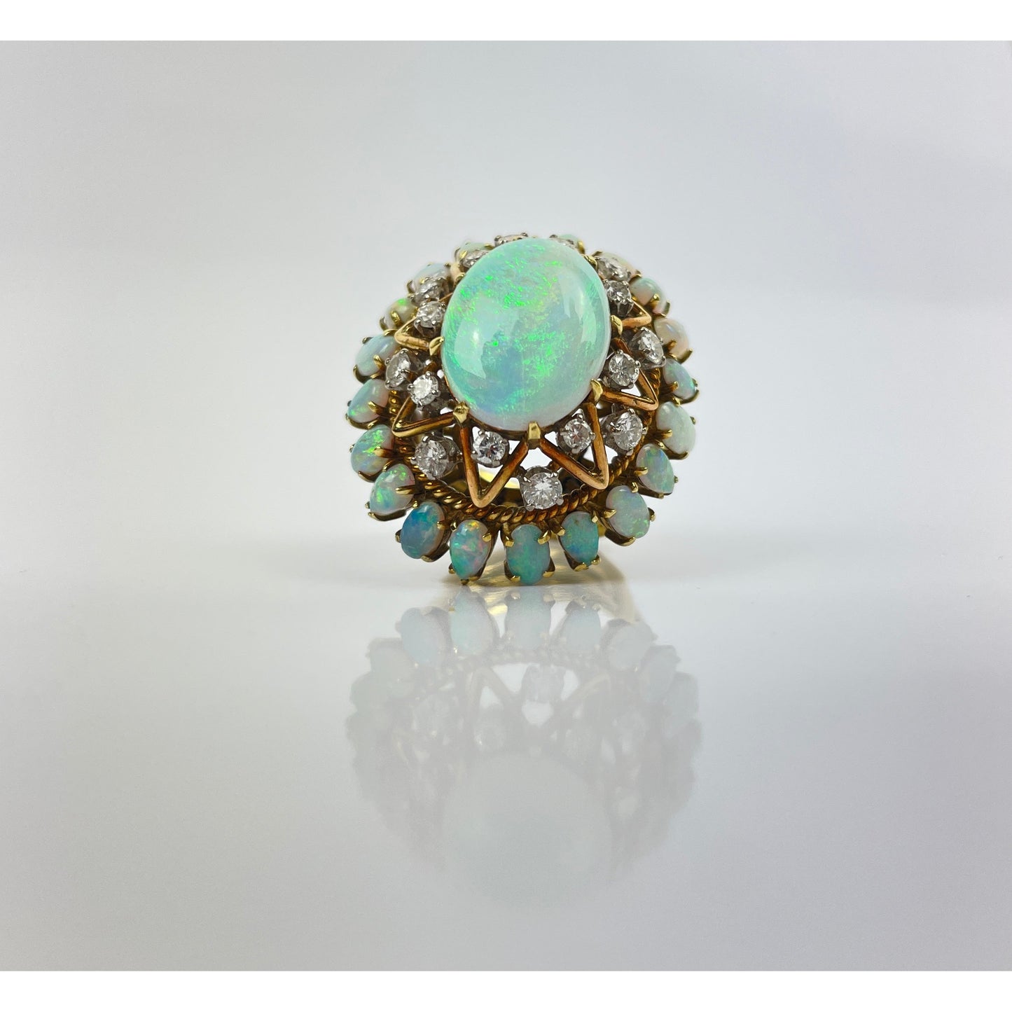 14k Gold Opal Diamond Ring