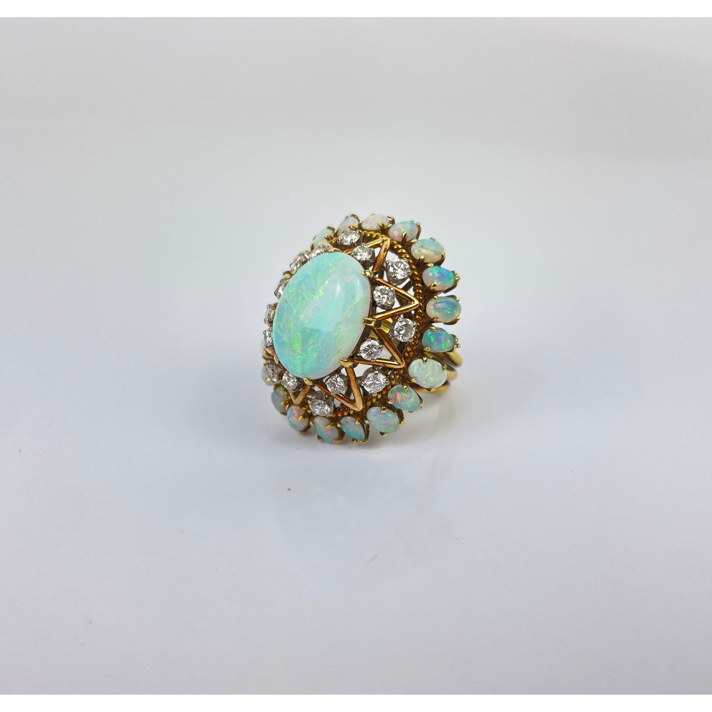 14k Gold Opal Diamond Ring