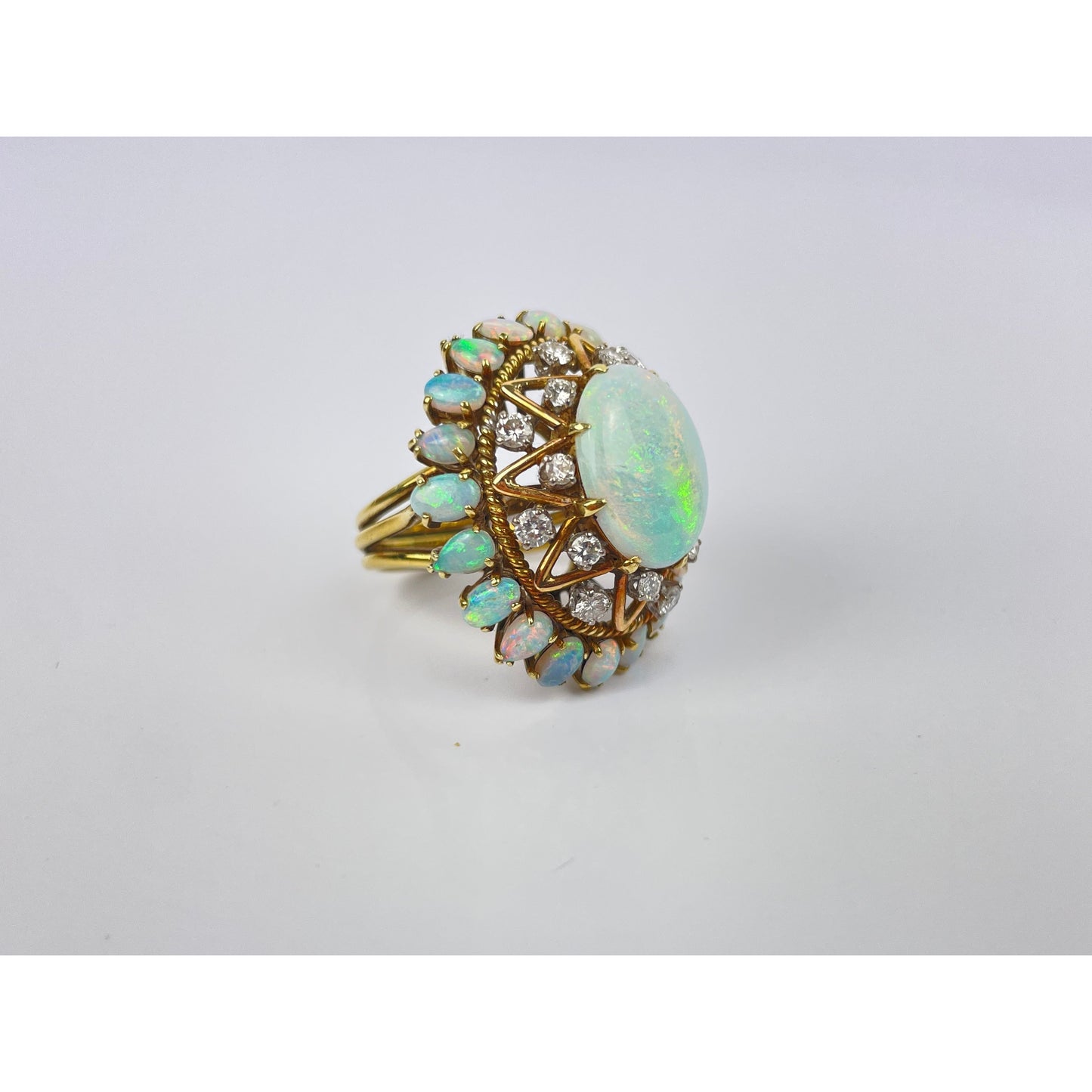 14k Gold Opal Diamond Ring