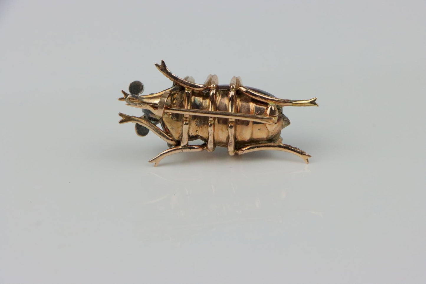 Antique 14K Gold Garnet Diamond Insect Brooch