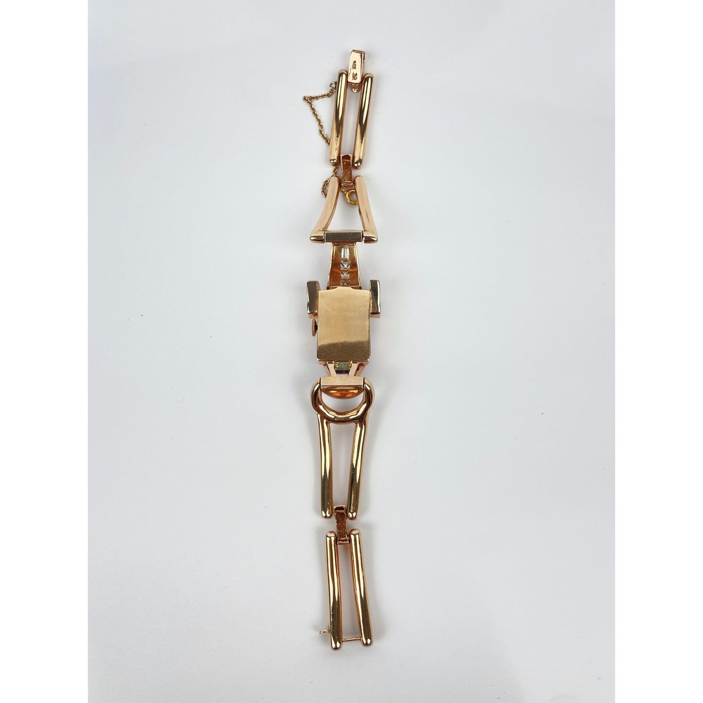 Retro 14k Gold Ruby Diamond Watch Bracelet