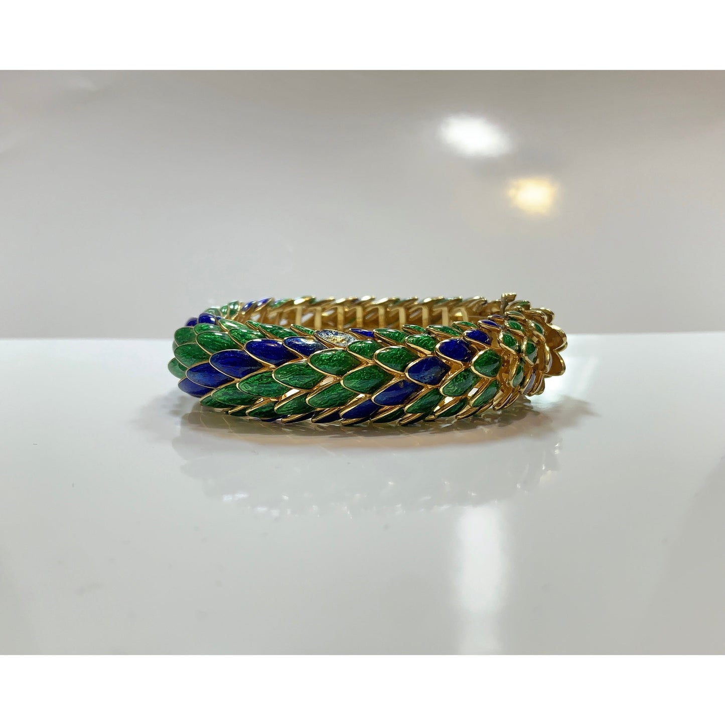 Rare & Vintage David Webb Two Tone Enamel 18 kt Gold Snake Bracelet