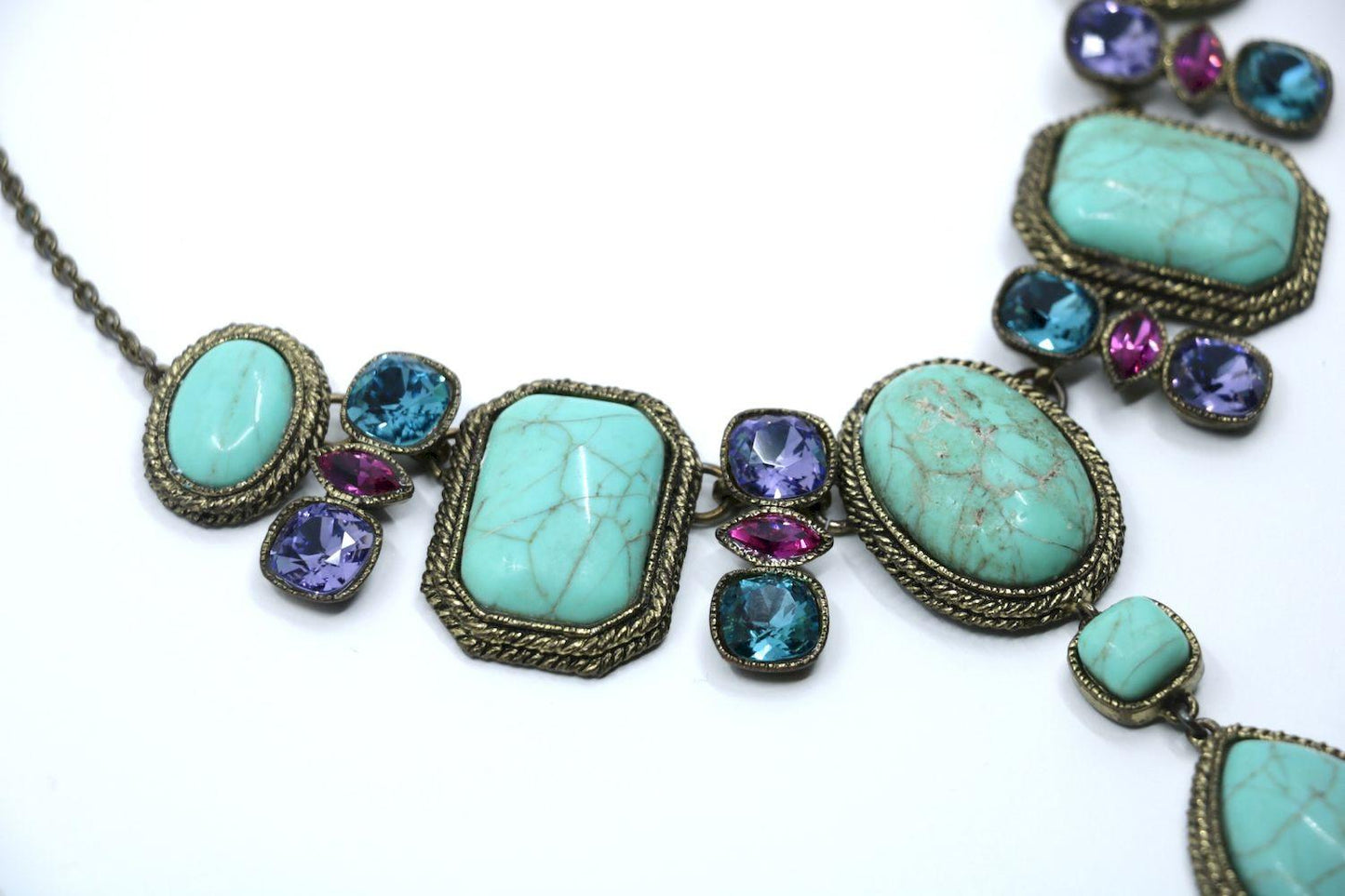 Vintage Poggi Paris Gold tone Turquoise-Like Necklace