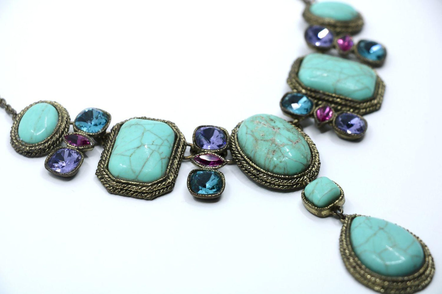 Vintage Poggi Paris Gold tone Turquoise-Like Necklace