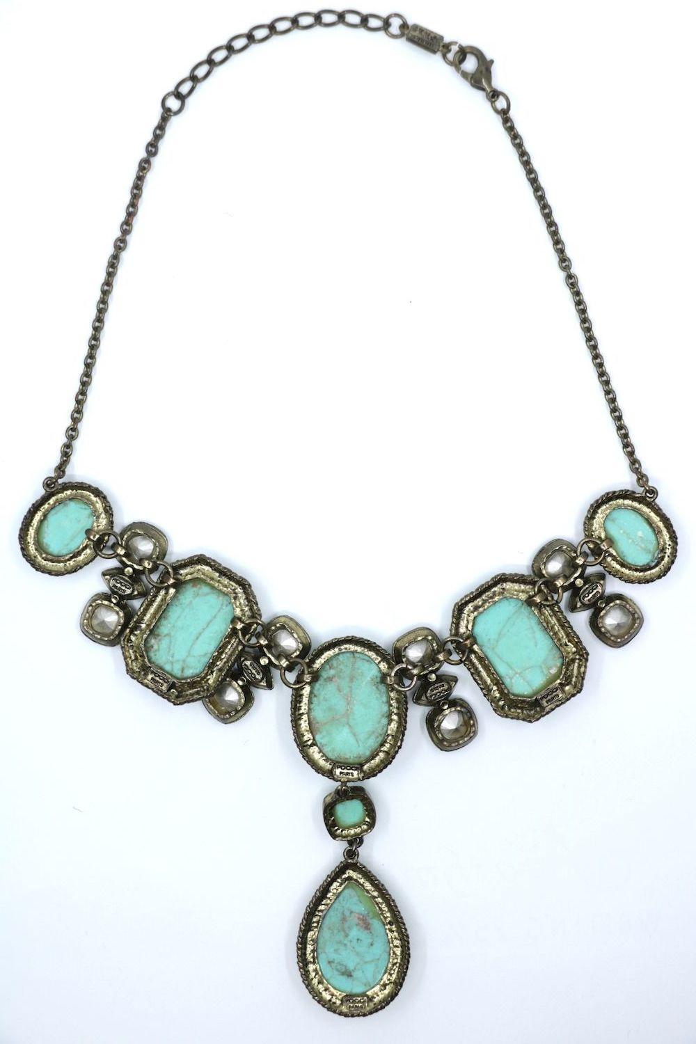 Vintage Poggi Paris Gold tone Turquoise-Like Necklace