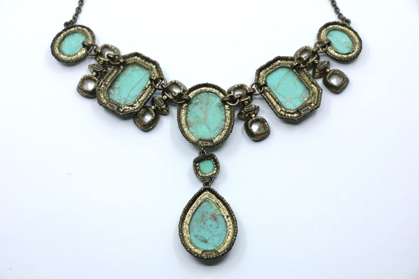 Vintage Poggi Paris Gold tone Turquoise-Like Necklace