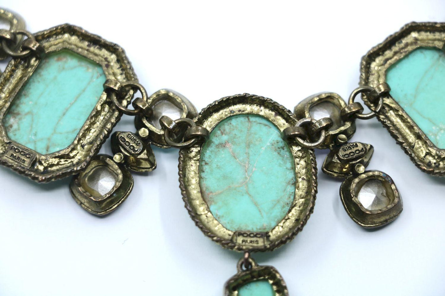 Vintage Poggi Paris Gold tone Turquoise-Like Necklace