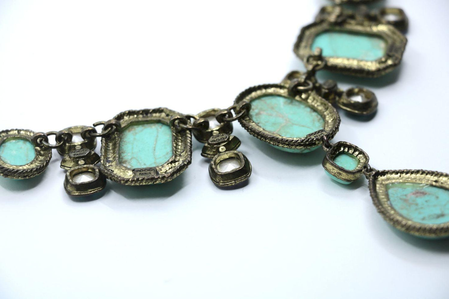 Vintage Poggi Paris Gold tone Turquoise-Like Necklace