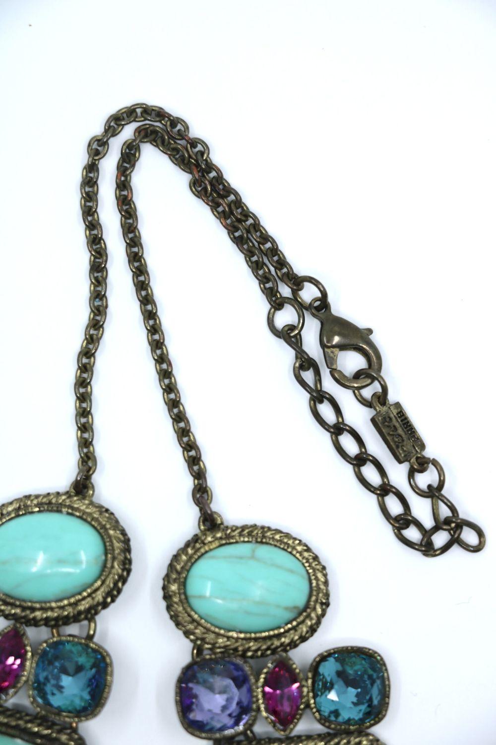 Vintage Poggi Paris Gold tone Turquoise-Like Necklace