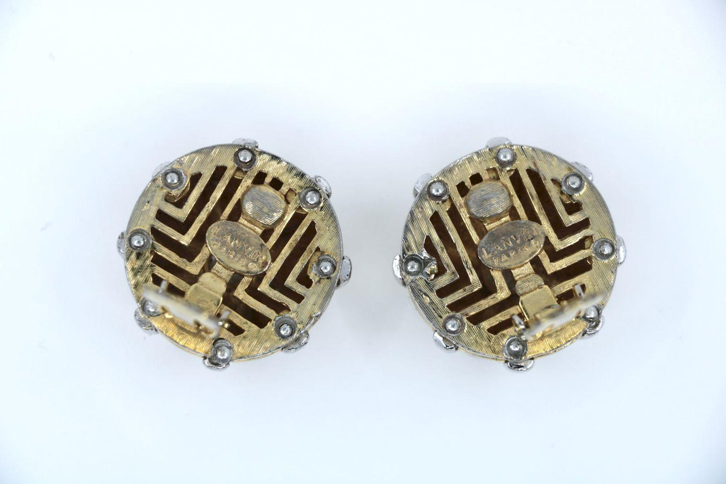 Vintage Lanvin Paris Paire De Clips D'oreilles 1970