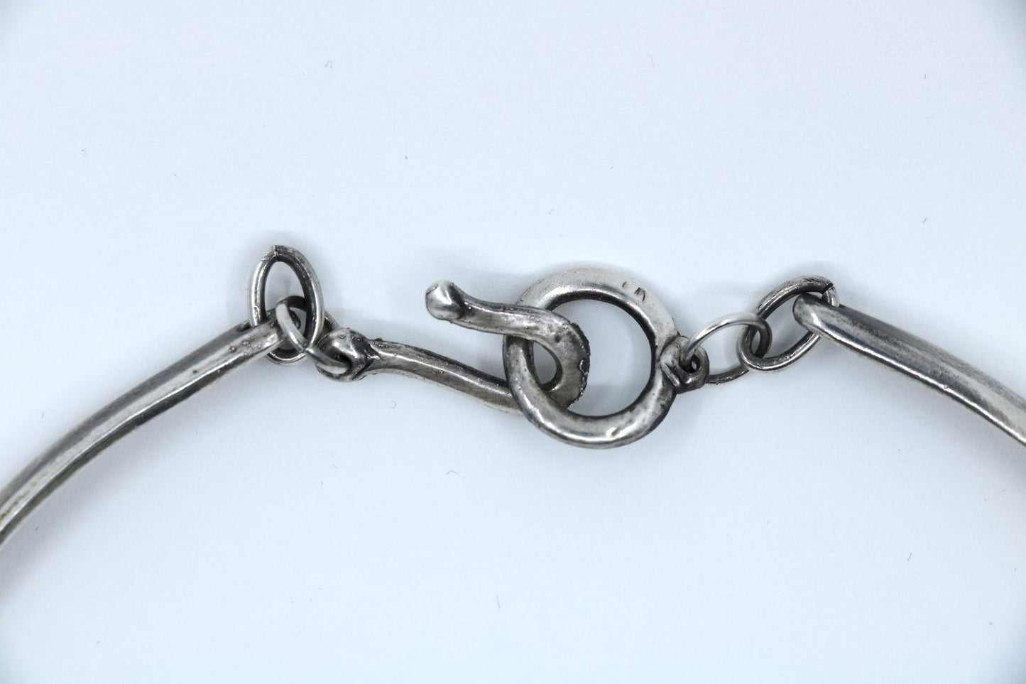Vintage Rigaux France Sliver Tone Green Glass Necklace