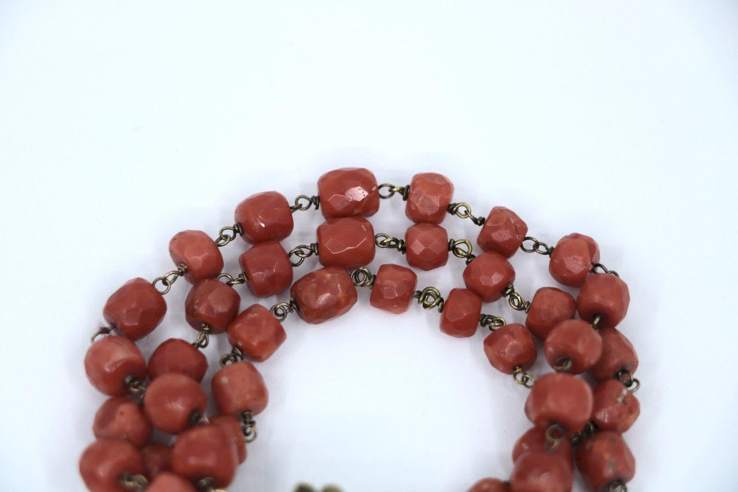 Antique 9K Gold Muit-Stand Coral Bracelet
