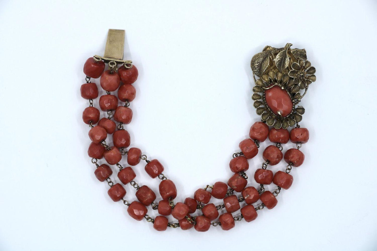 Antique 9K Gold Muit-Stand Coral Bracelet