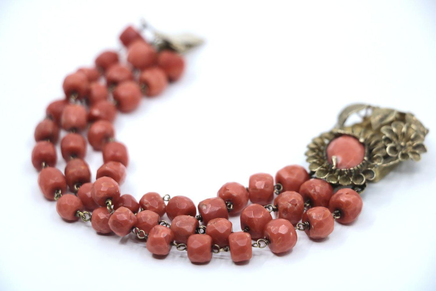 Antique 9K Gold Muit-Stand Coral Bracelet