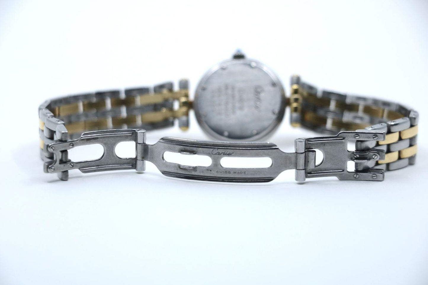 Vintage Cartier Panthere Round 18K Gold Silver Quartz Women's Watch
