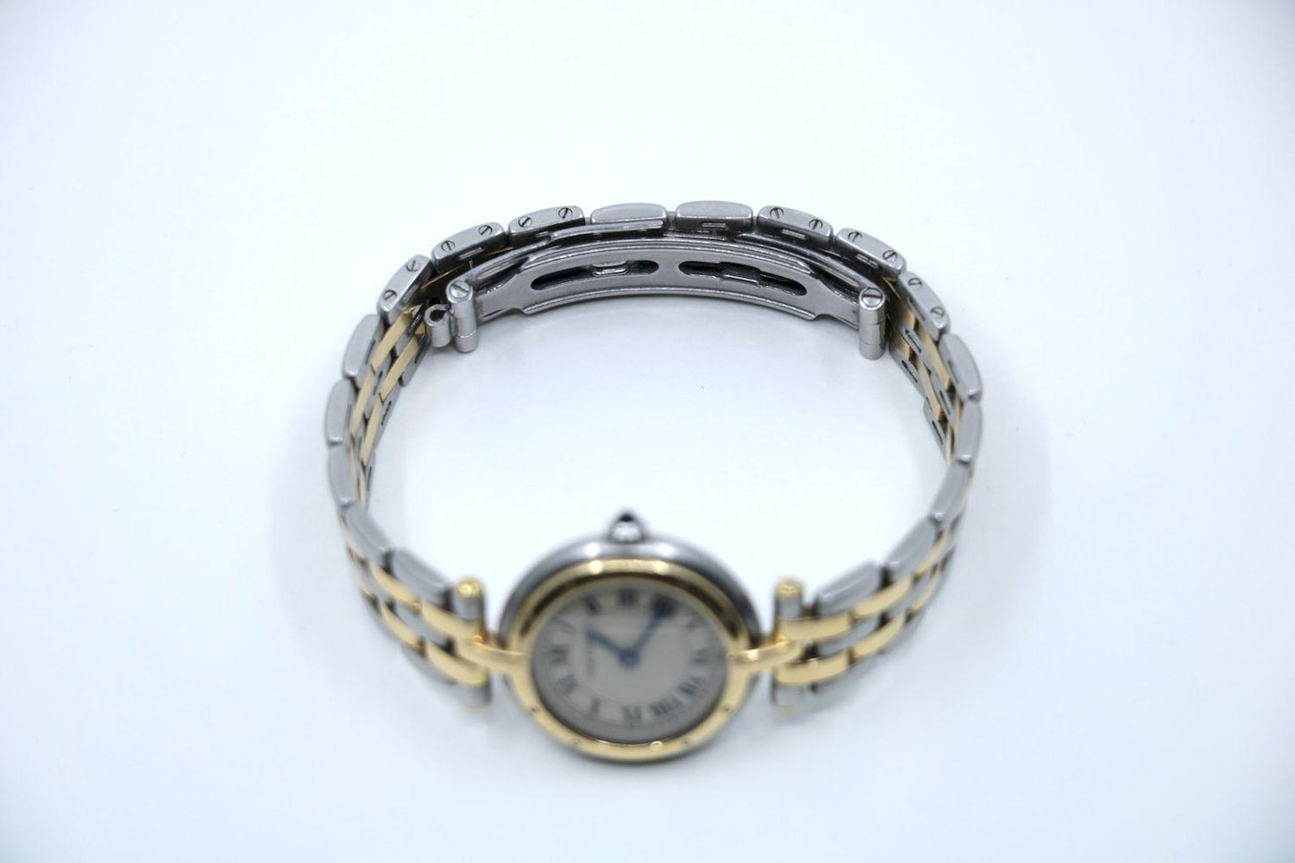 Vintage Cartier Panthere Round 18K Gold Silver Quartz Women's Watch