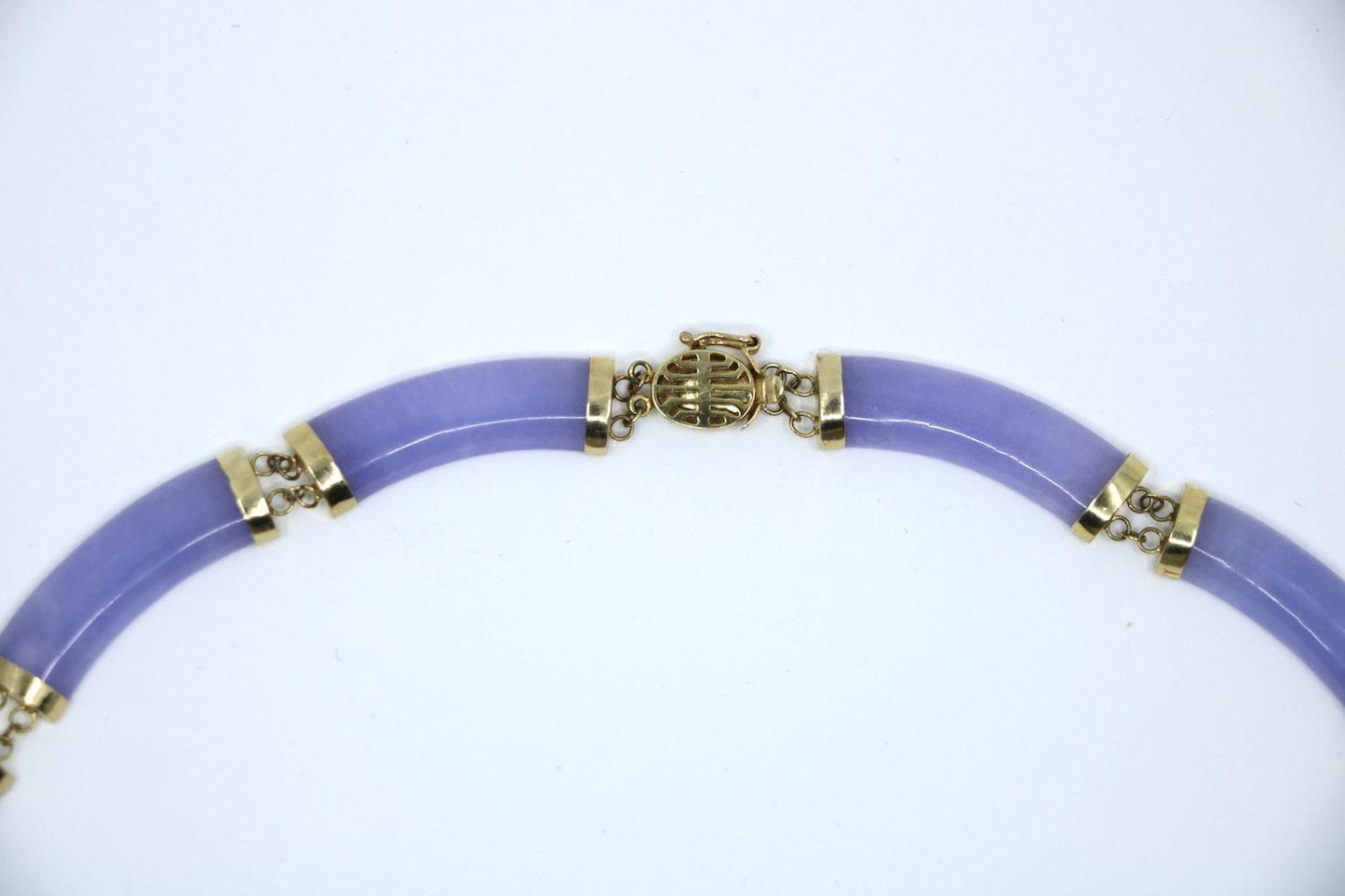 Vintage 14K Gold Lavender Jade Necklace