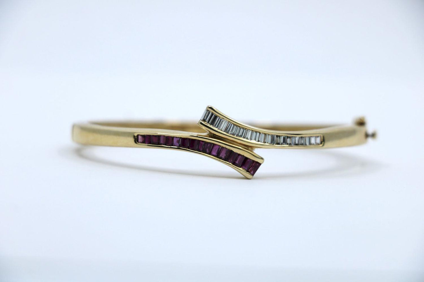 Vintage 14K Gold Diamond Ruby Bracelet
