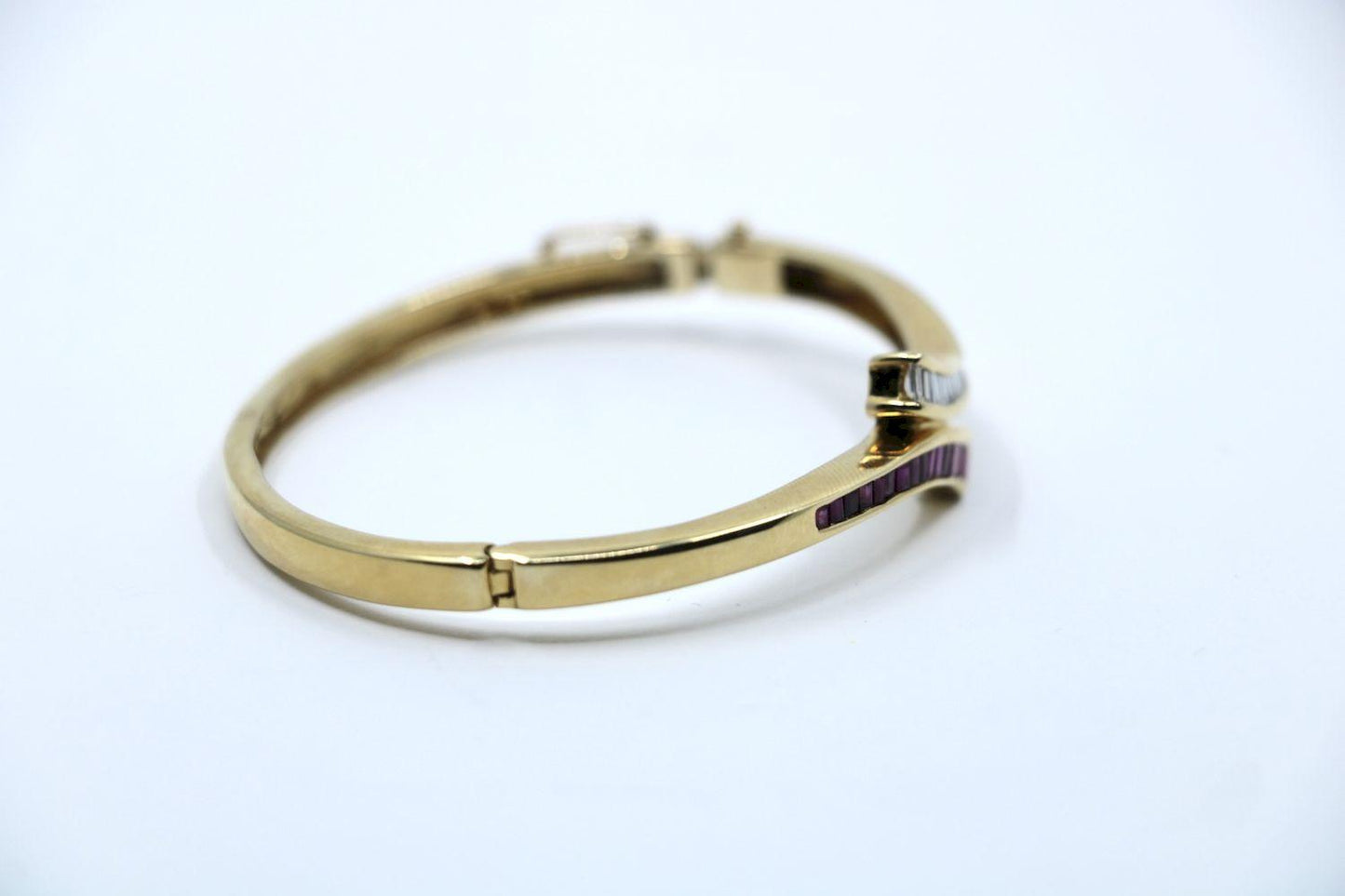 Vintage 14K Gold Diamond Ruby Bracelet