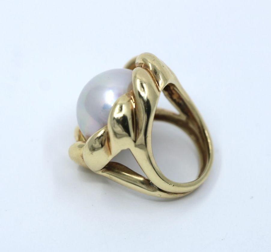 Vintage 18K Gold Pearl Ring