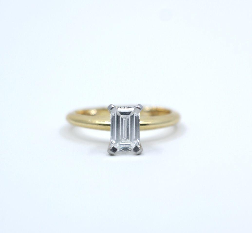 GIA certified 18K Gold & Platinum 1.10 Carat Diamond Ring
