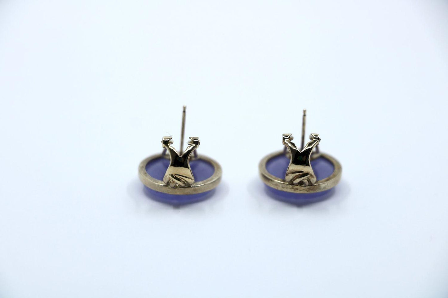 Vintage 14K Gold Lavender Jade Earrings