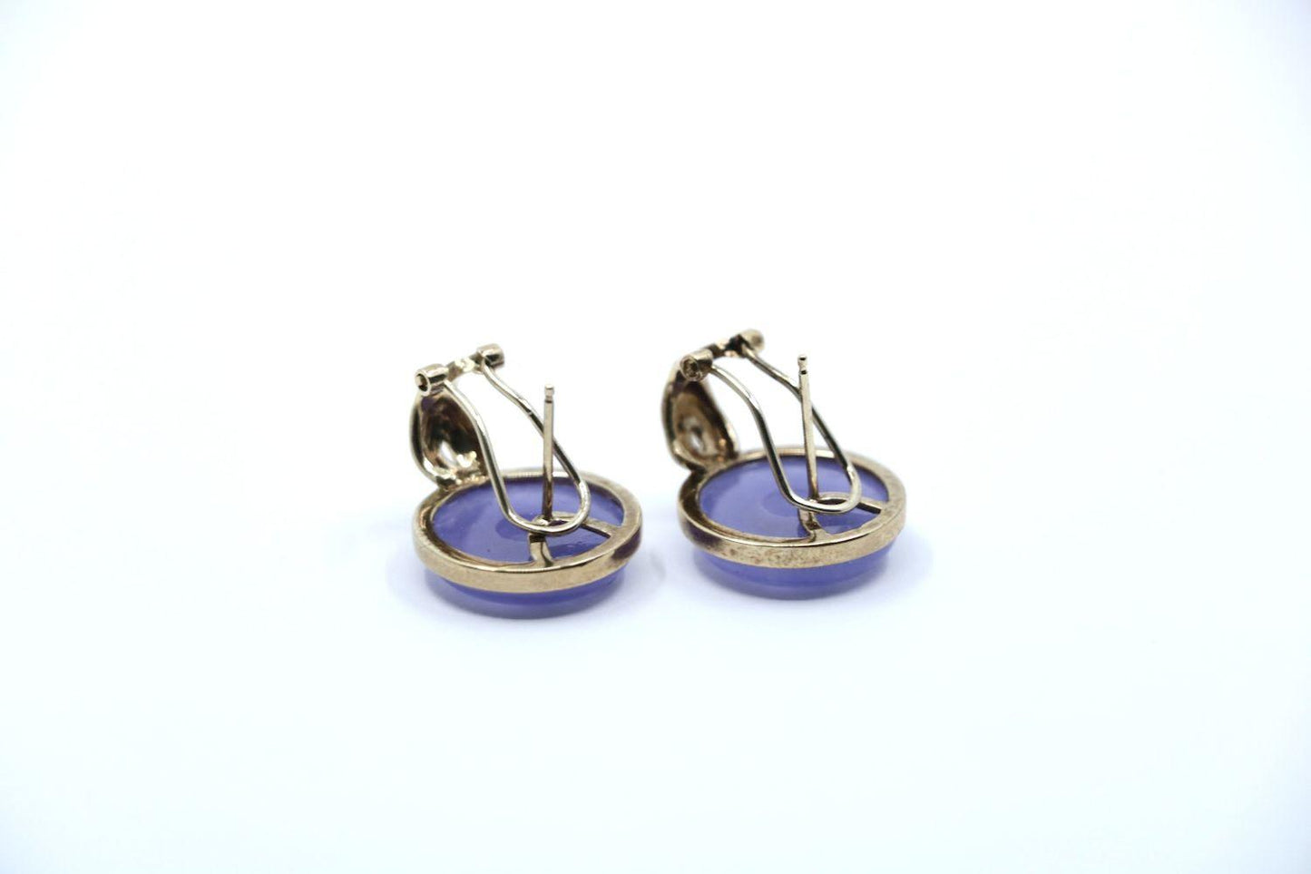 Vintage 14K Gold Lavender Jade Earrings