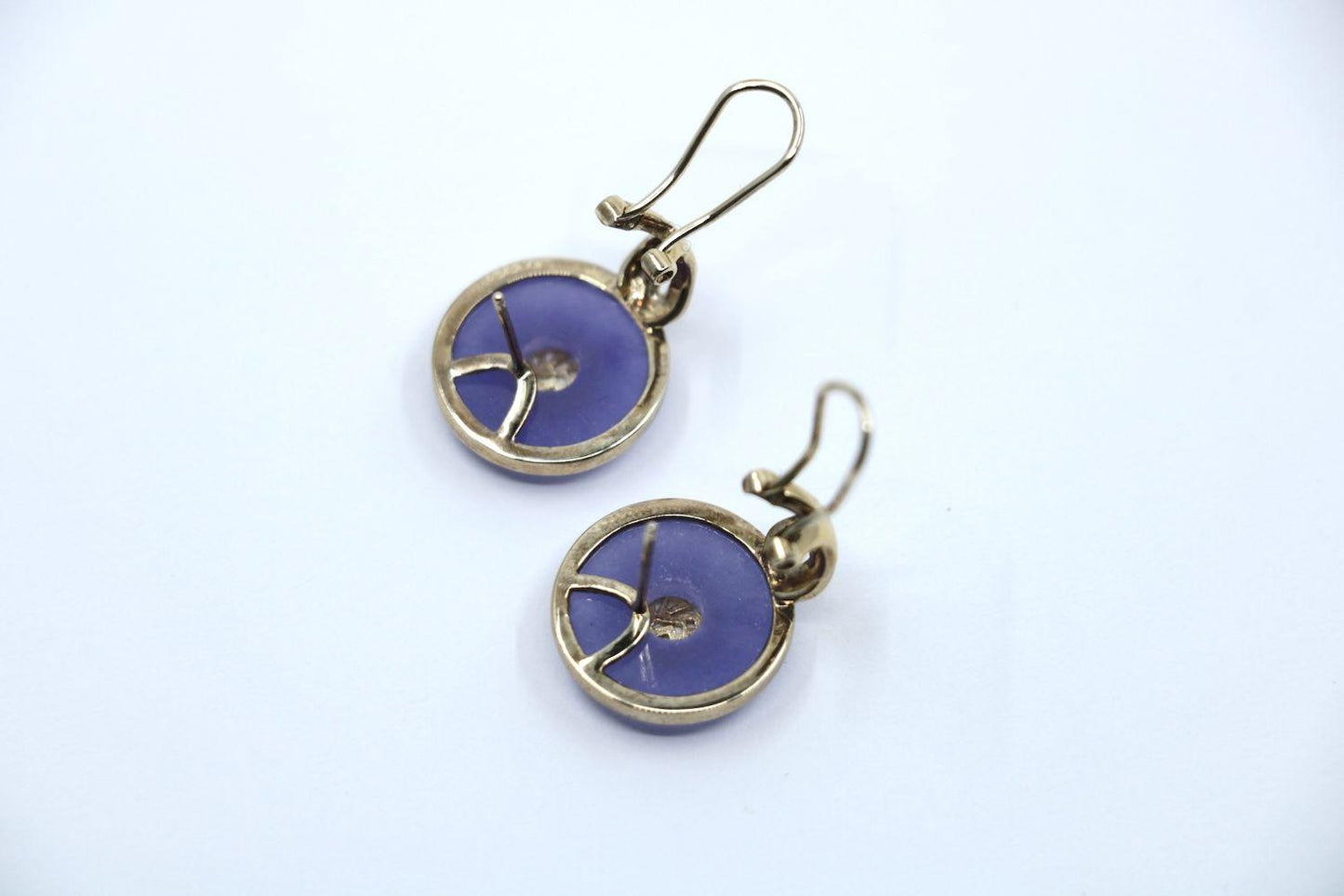Vintage 14K Gold Lavender Jade Earrings