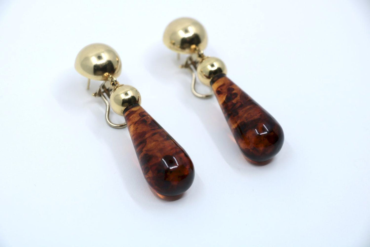 Vintage 18K Gold Lagi Amber Dorp Earrings