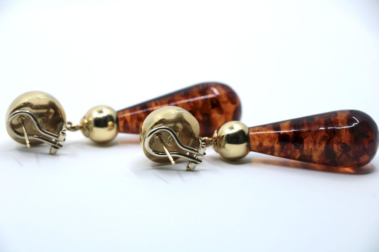 Vintage 18K Gold Lagi Amber Dorp Earrings