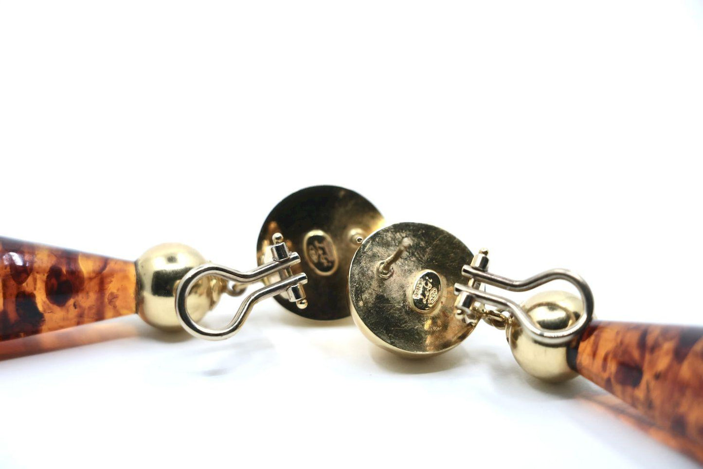 Vintage 18K Gold Lagi Amber Dorp Earrings