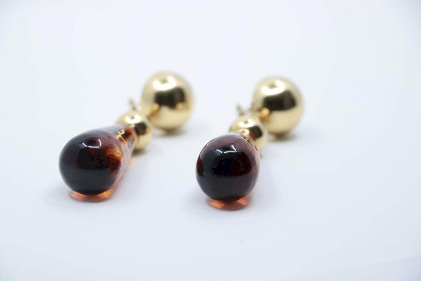 Vintage 18K Gold Lagi Amber Dorp Earrings