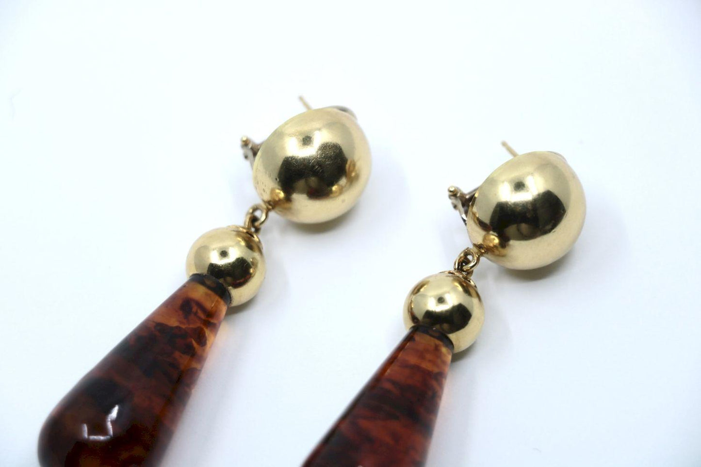 Vintage 18K Gold Lagi Amber Dorp Earrings