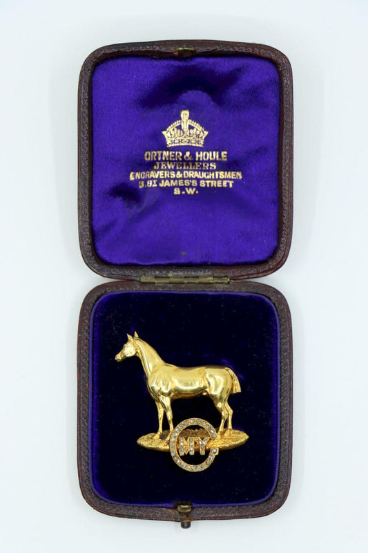 Victorian 18K Gold Horse Brooch Pin