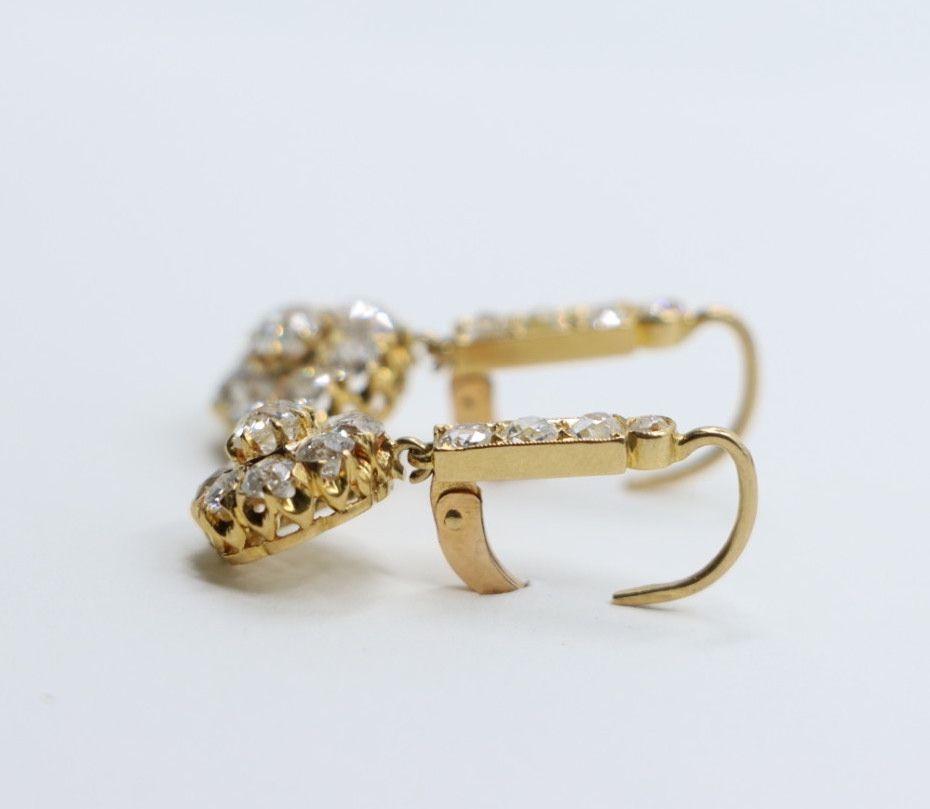 Vintage 14K Gold Diamond Flower Earrings