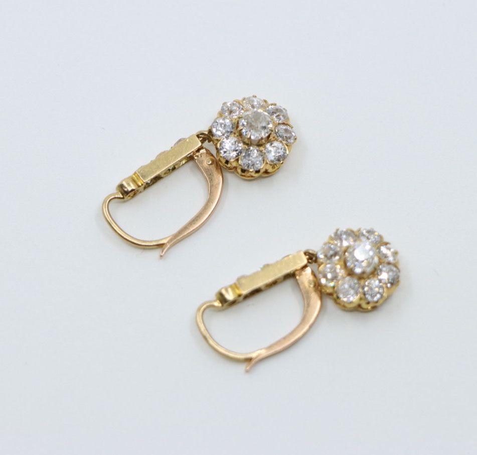 Vintage 14K Gold Diamond Flower Earrings