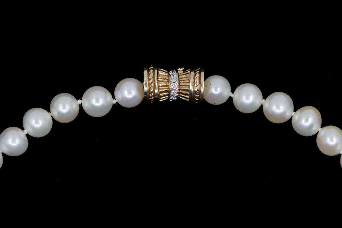 Vintage 14K Gold Diamond Pearl Necklace
