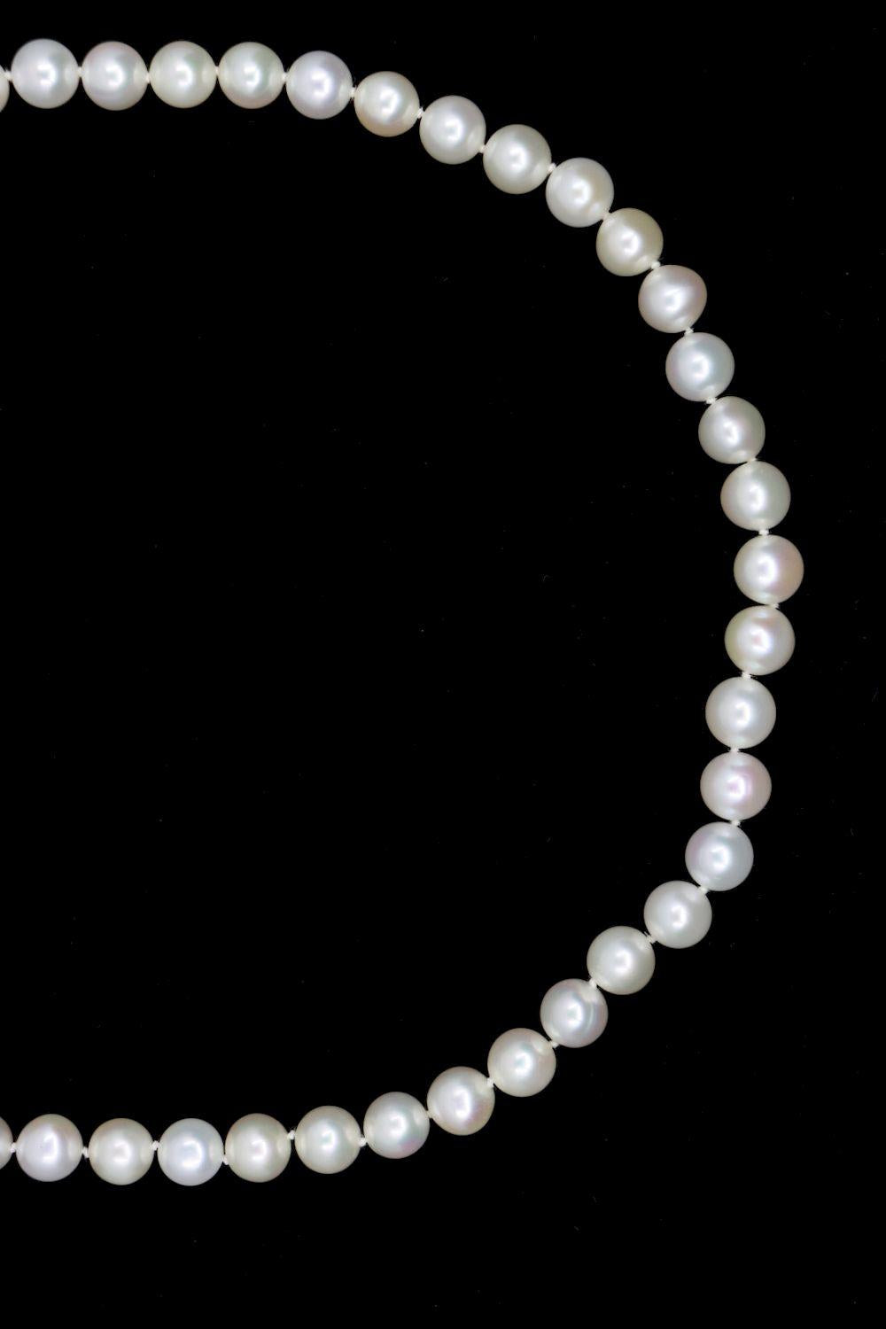 Vintage 14K Gold Diamond Pearl Necklace
