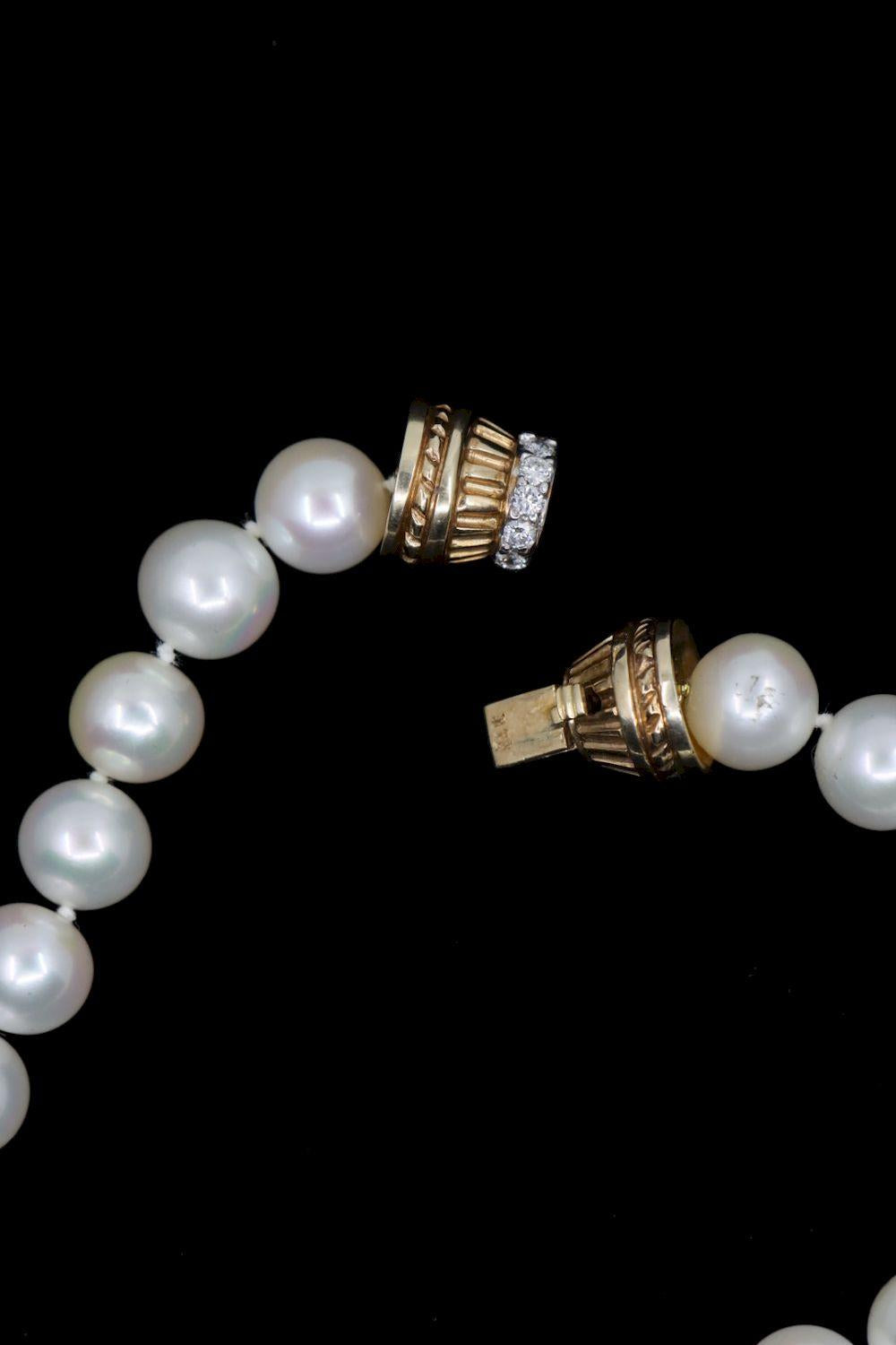 Vintage 14K Gold Diamond Pearl Necklace
