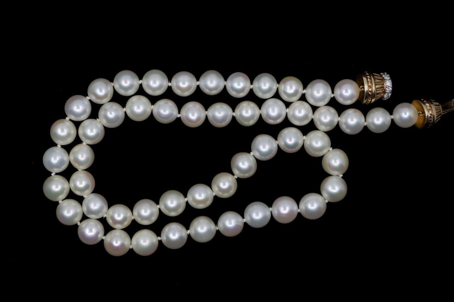 Vintage 14K Gold Diamond Pearl Necklace