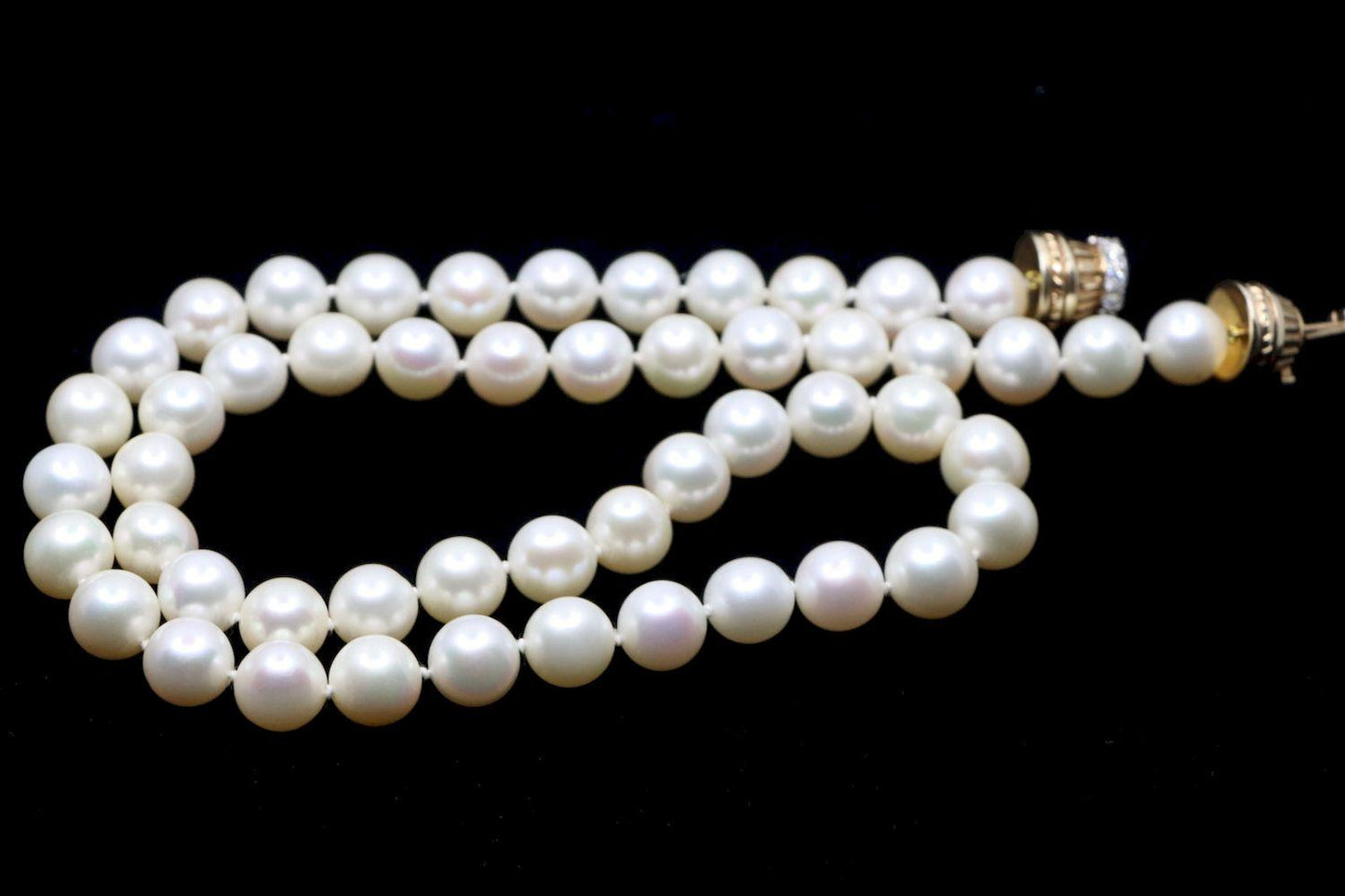 Vintage 14K Gold Diamond Pearl Necklace