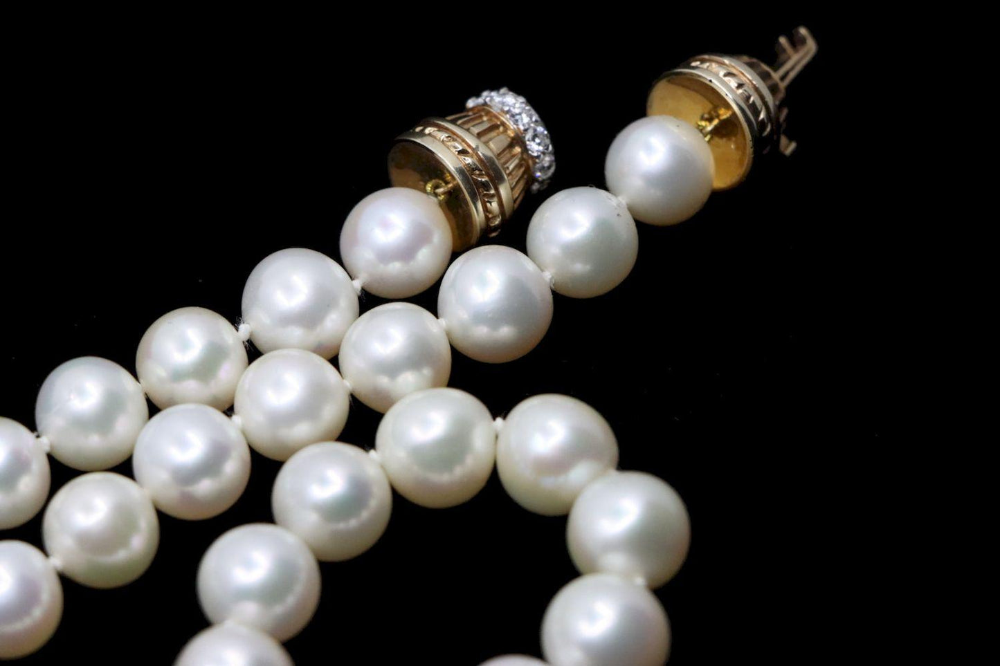Vintage 14K Gold Diamond Pearl Necklace