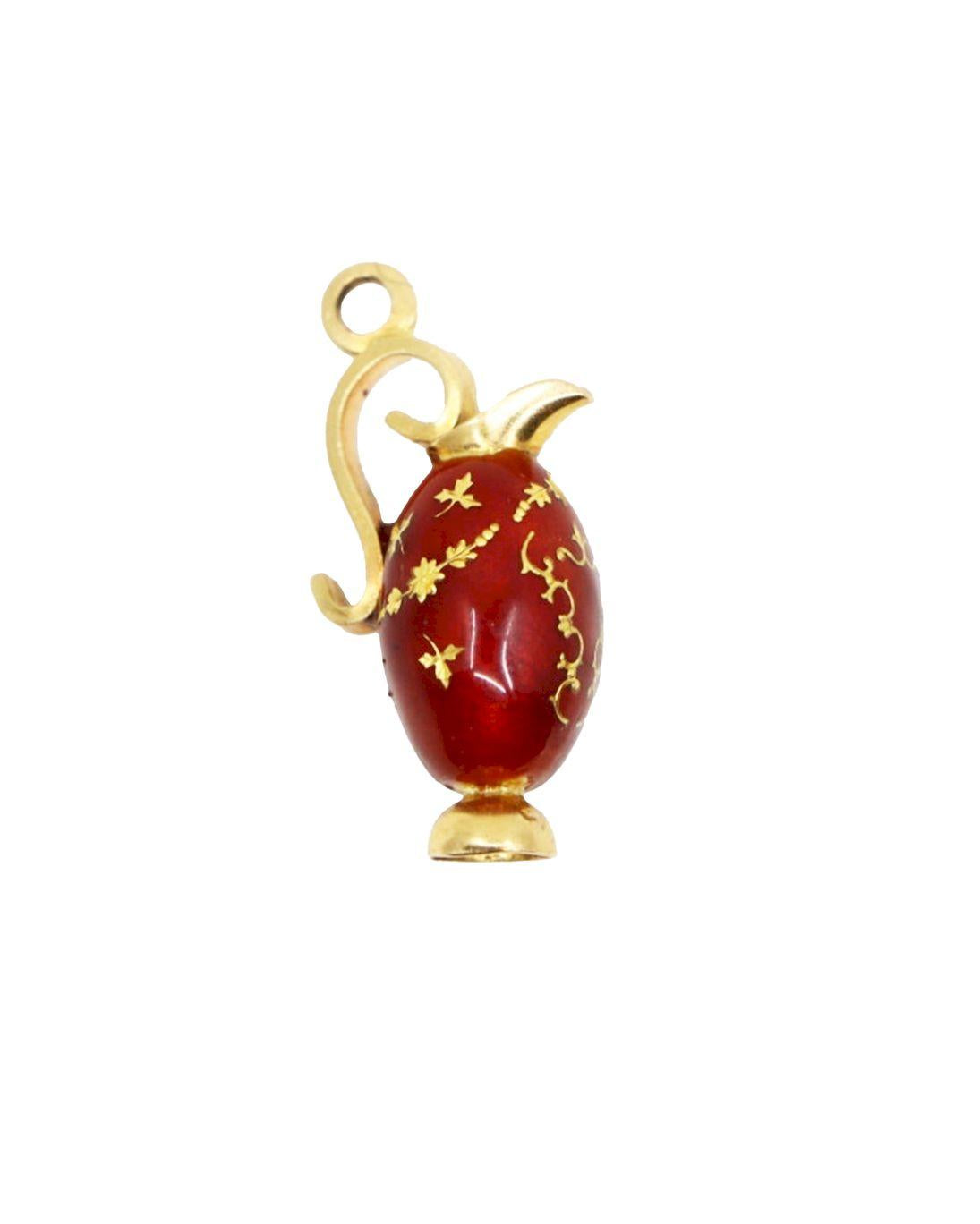 Antique 18K Gold Enamel Vase Pendant