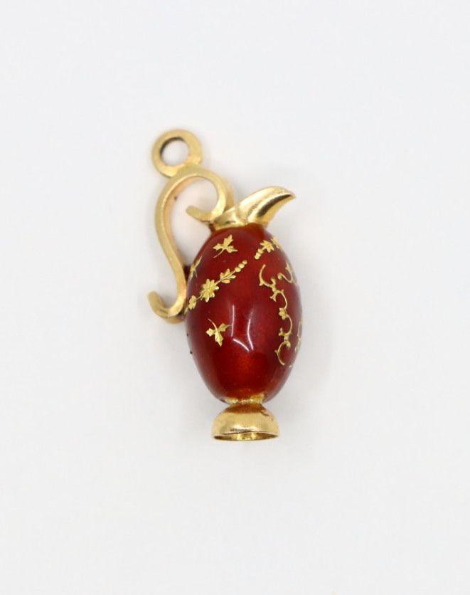 Antique 18K Gold Enamel Vase Pendant